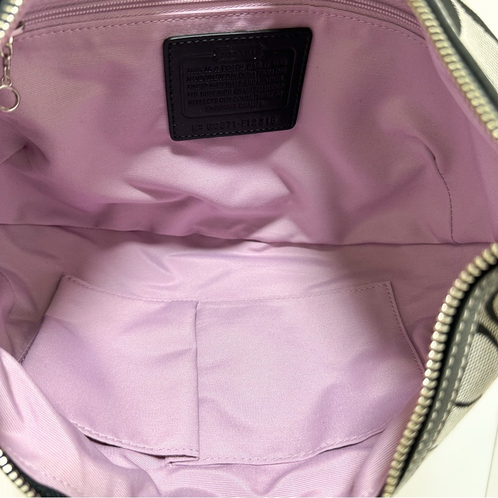 Coach Signature Vintage Patchwork Hobo Black Grey Jacquard & Black Leather - Picture 8 of 9